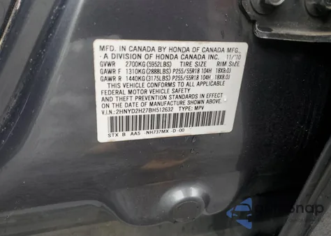 2011 Acura Mdx from USA, damaged, VIN 2HNYD2H27BH512632